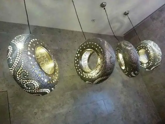 recycled pendant tire lights