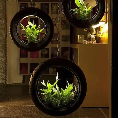 hanging tire planters