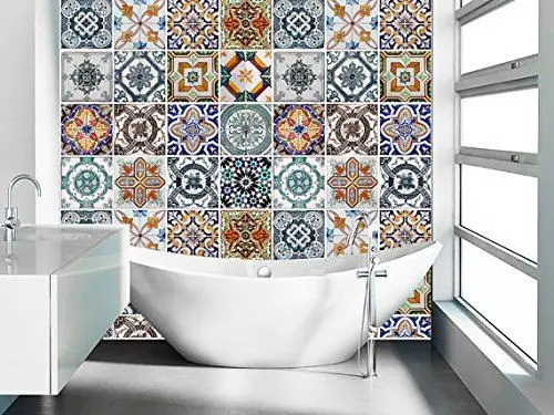 colorful tiles bathroom