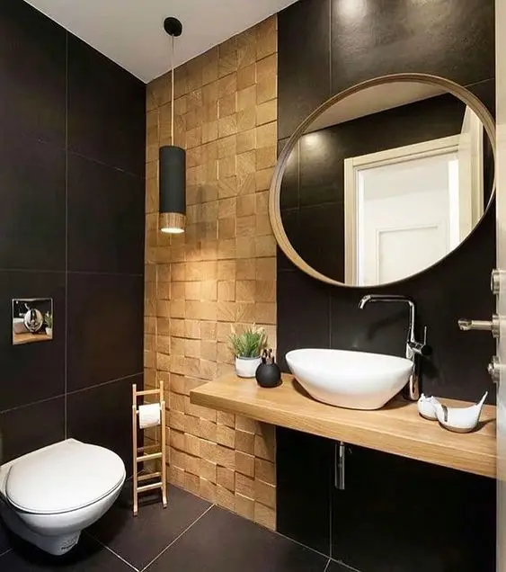 modern black bathroom