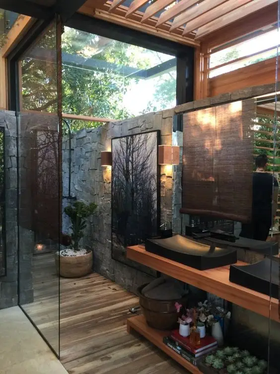 indoor outdoor bathroom
