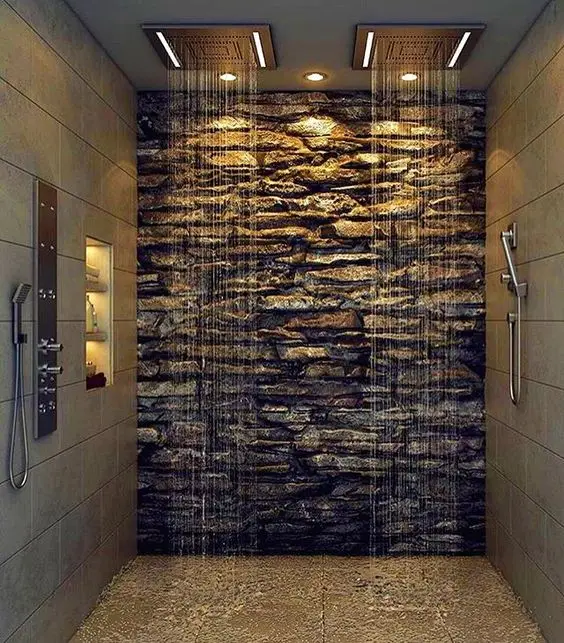stacked stone bathroom tile