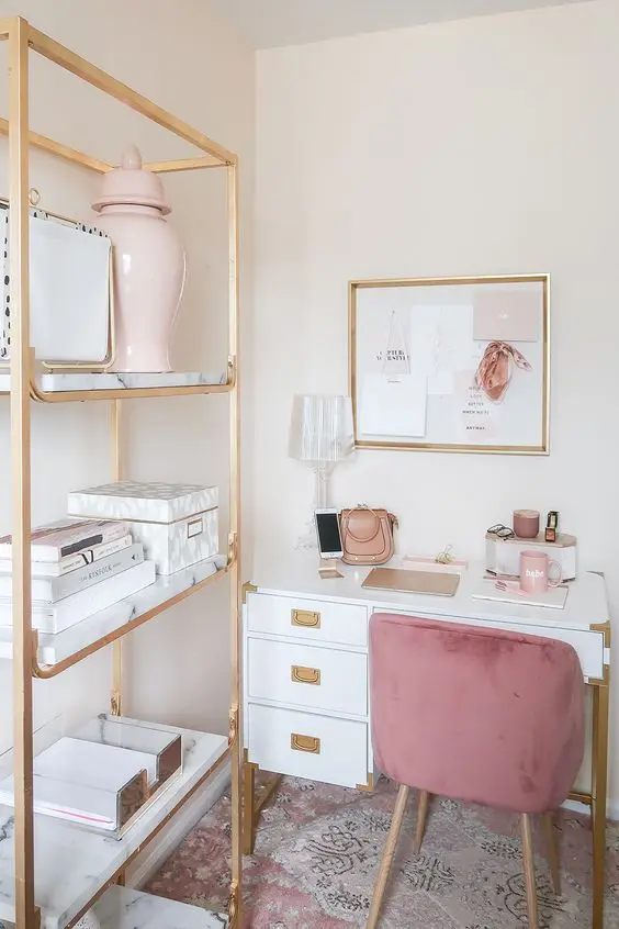 pink home office
