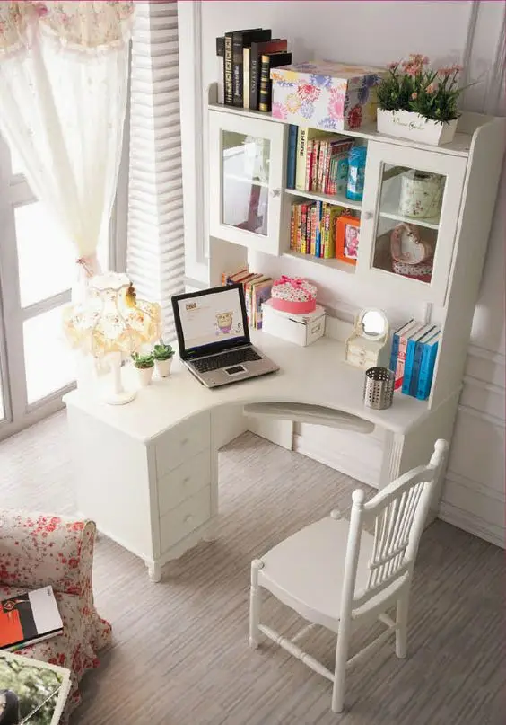 white cottage home office