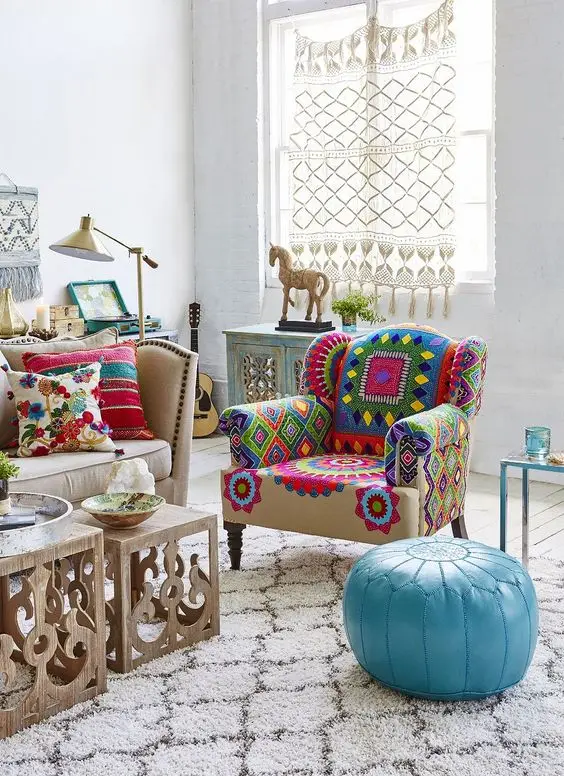 colourful bohemian living room