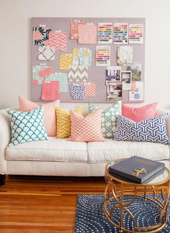 small pastel living room