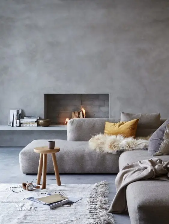 concrete minimalist living room