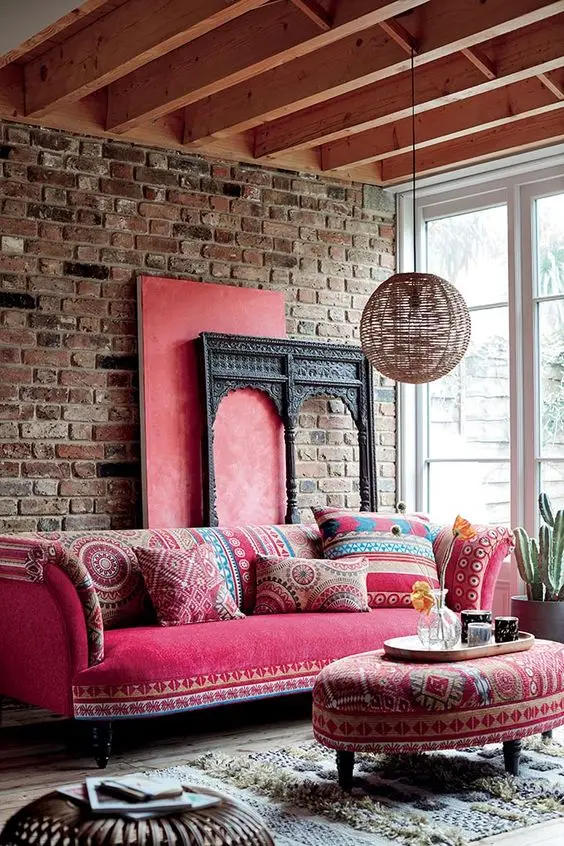 pink moroccan living room