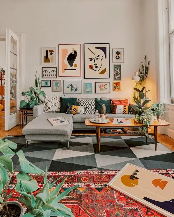 modern maximalist living room