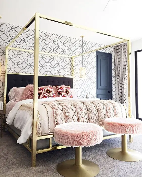 gold canopy bed