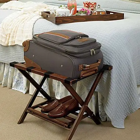 suitcase and shoes stand