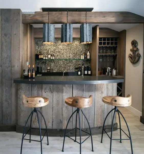 Rustic Mancave home bar: Urbane, rustic, impressive