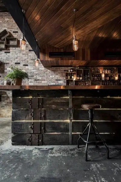 Rustic Industrial home bar: Combine the rugged vibe of the Wild West with the warmth of rustic charm