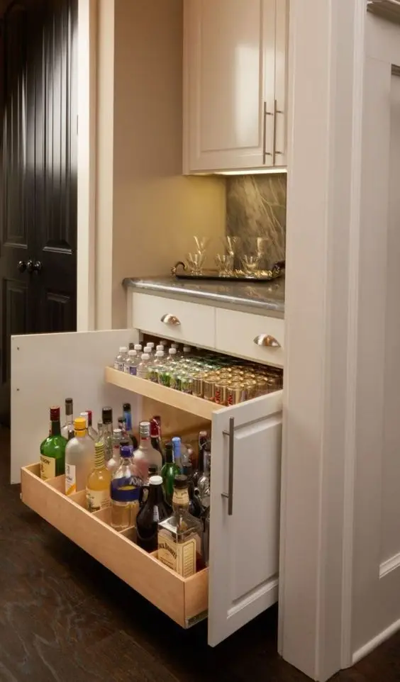 Pull-Out Drawers home bar: This mini home bar gets a big plus for its convenient design