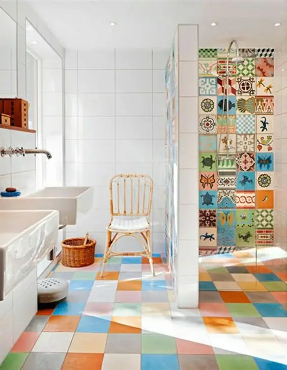 modern colourful bathroom