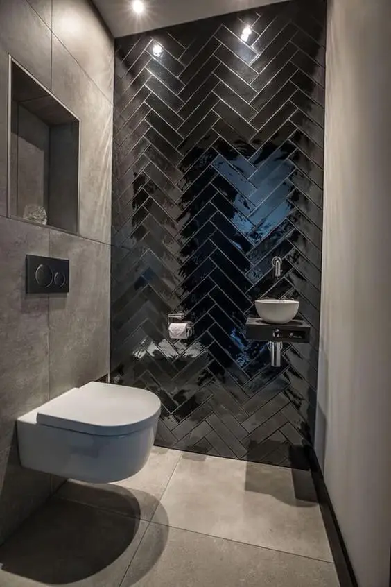 modern glossy black tiles