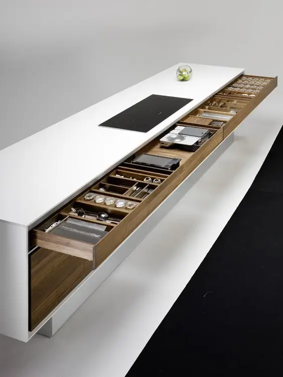 minimalist kitchen island organiser