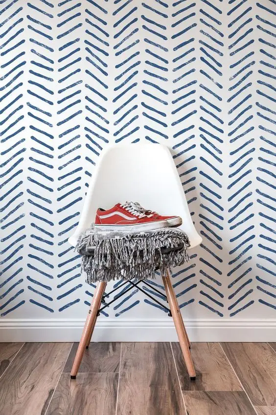Hand Drawn Herringbone wall paint: Funky and creative, minimalist and attractive