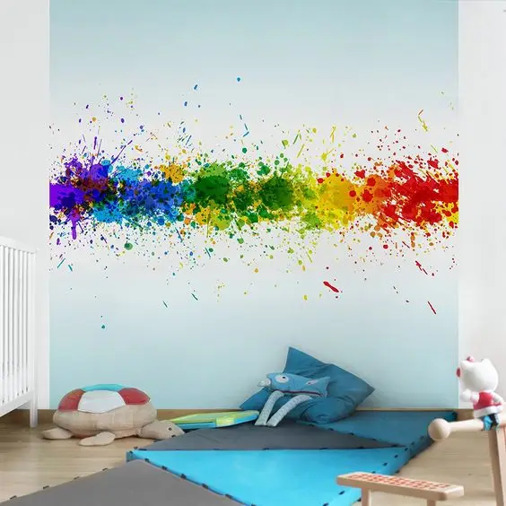 Rainbow Splatter wall paint: This is another fun project to upgrade a blank wall into something colourful and exciting