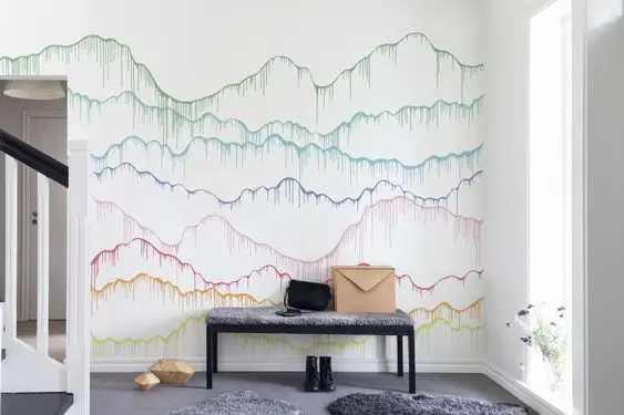 Dripping Mountains wall paint: Striking, colourful, inventive