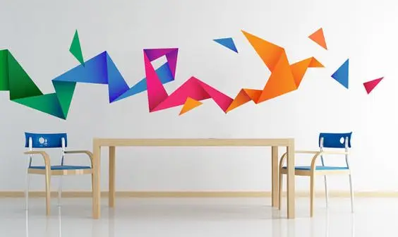Origami Accent wall paint: Minimalist, colourful, fun