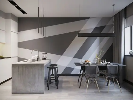 Grey Diagonals wall paint: This is one of the easiest wall paint ideas and designs for an accent wall