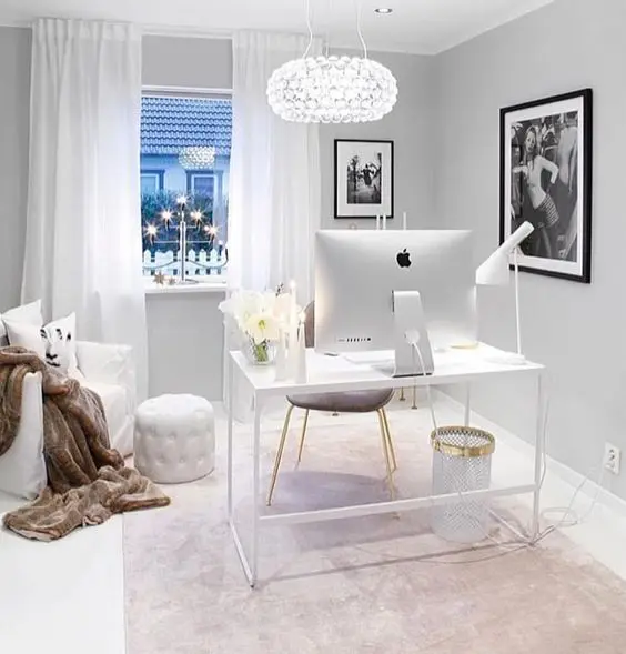 small white home office