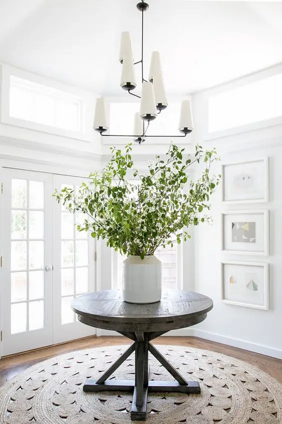 white lakehouse foyer