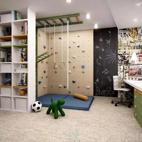 Indoor Playground kids' bedroom: Give your hyperactive kid a bedroom he or she will love! Adding this indoor playground into