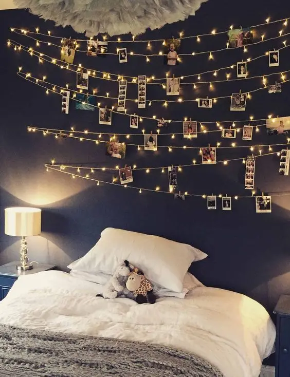 Dreamy Fairy Lights kids' bedroom: Some kids can’t sleep in total darkness. Adding a few strings of fairy lights to your