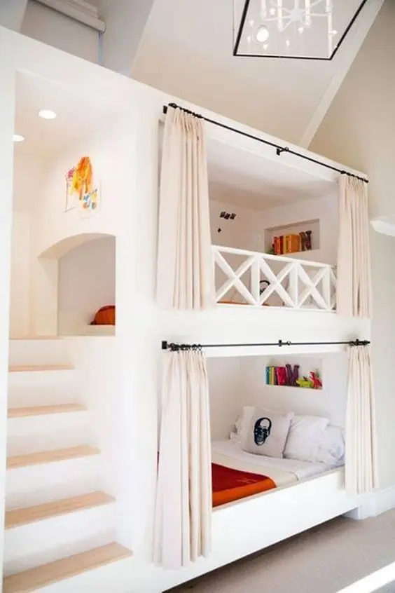 Curtained Bunkers kids' bedroom: Bunkers are a great space-saving option amongst top kids’ bedroom ideas and designs. These