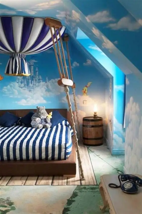 Pirate’s Zone kids' bedroom: Give your little pirate the bedroom of his dreams with this pirate-themed bedroom. Bright blue