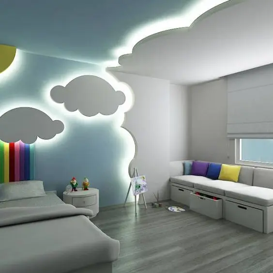 modern cloud themed bedroom