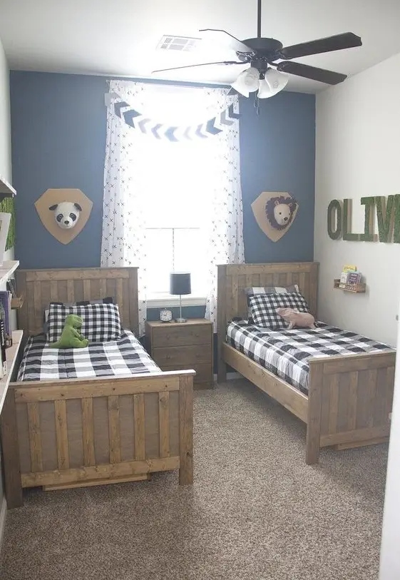 Adorable Farmhouse kids' bedroom: This charming, cosy and gender-neutral double bed kids’ bedroom is also a classic