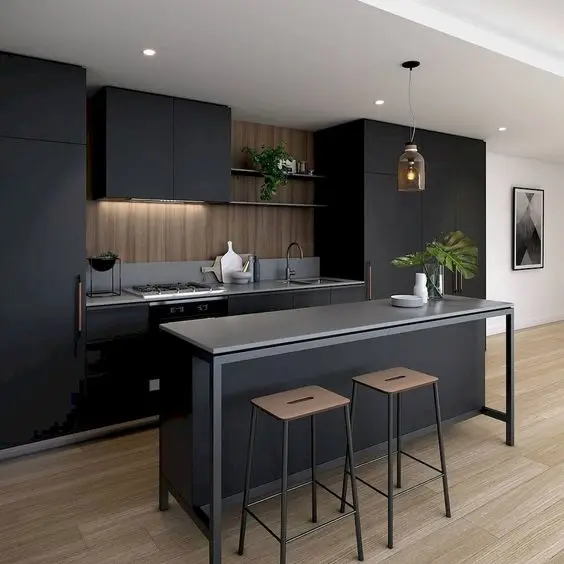 chic black kitchen