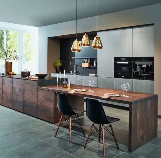 modern kitchen with eat in