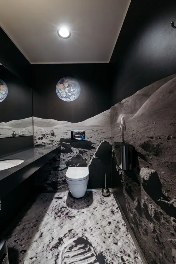 moonscape mural bathroom