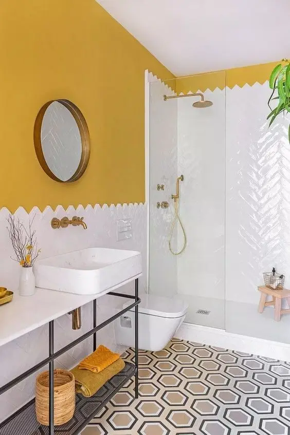 modern yellow bathroom