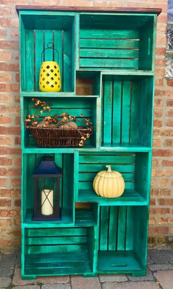 upcycled crate shelf