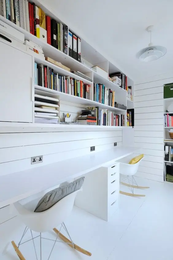 white minimalist home office