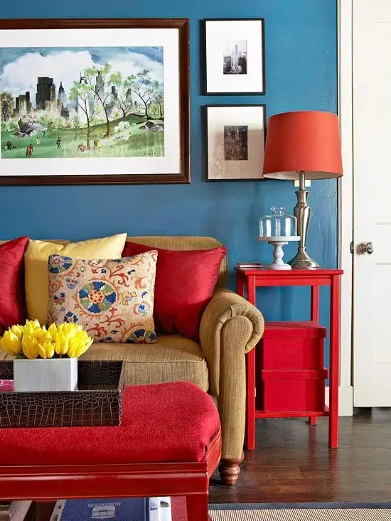 red living room