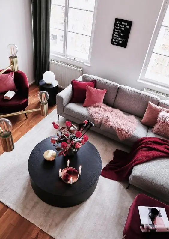 modern red living room