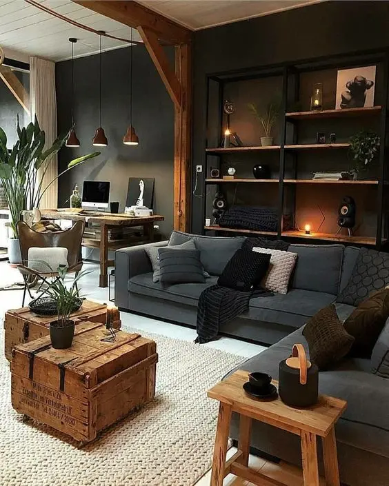 modern rustic living room