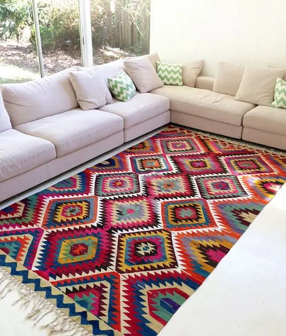 bright colourful patterned rug