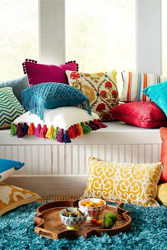 colorful throw pillows