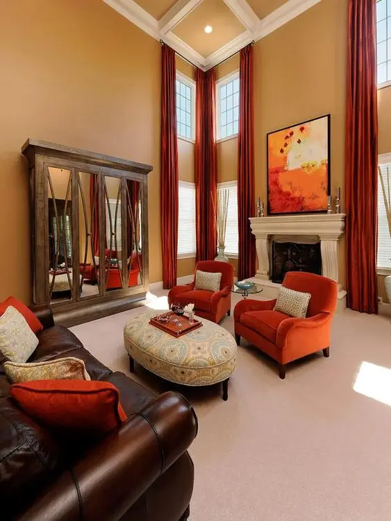 luxurious orange living room