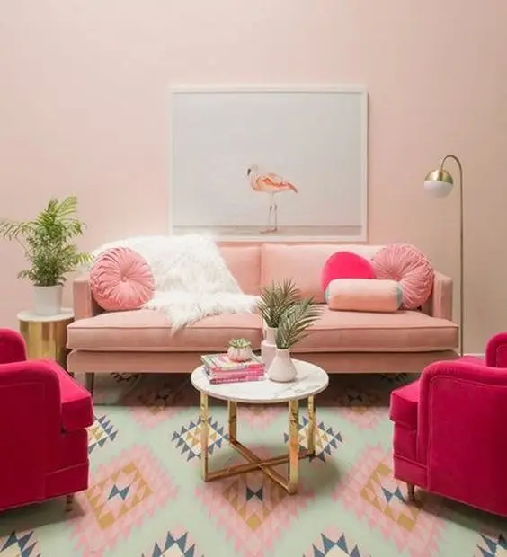 pink living room