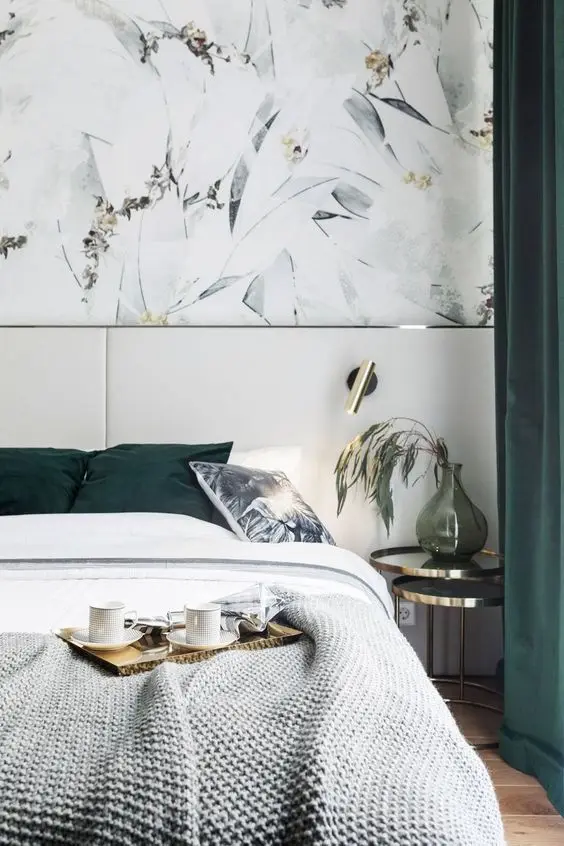 Graceful Green bedroom: Graceful green and gold accents give this bedroom a polished and elegant look. The delicate