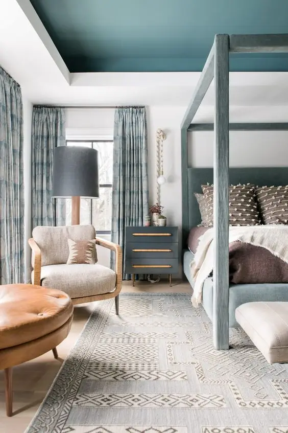 Cottage Blues bedroom: Cottage charms still work despite cutting down on the bling. This updated cottage-style bedroom