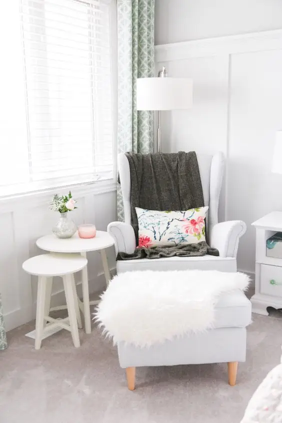 A Quiet Nook bedroom: A quiet and comfy nook for reading, relaxing or enjoying a glass of wine before bed. This is the